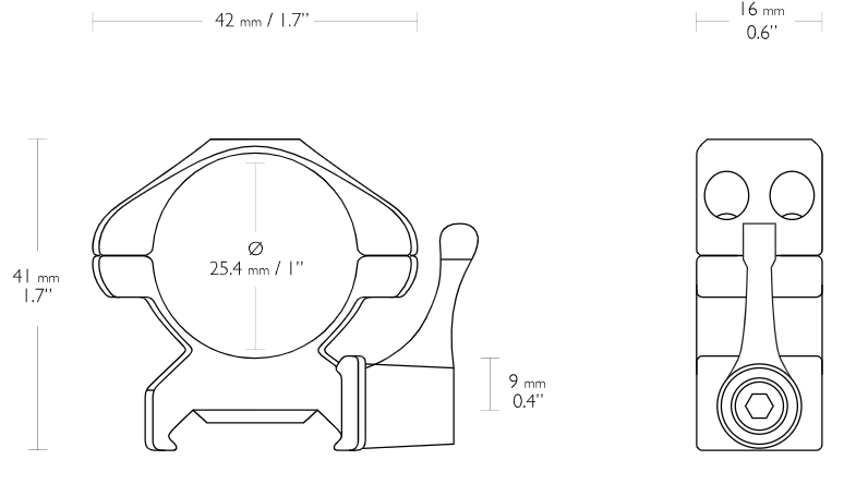 Hawke precision mount 1" Medium QD 2