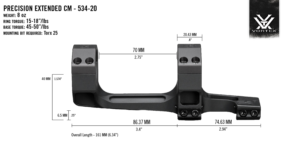Montáž Vortex Precision Cantilever 34mm 20 MOA 3