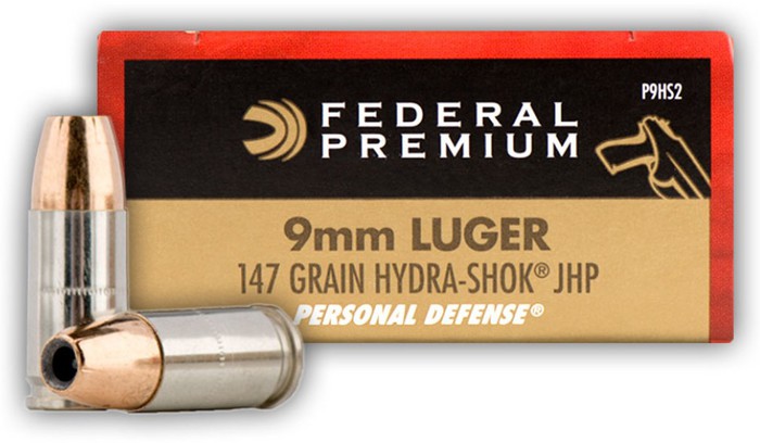 9mm Luger Federal Hydra-Shok JHP 147gr