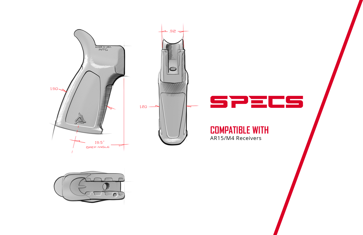 Thril Rukoväť Rugged Tactical AR15 - čierna 3