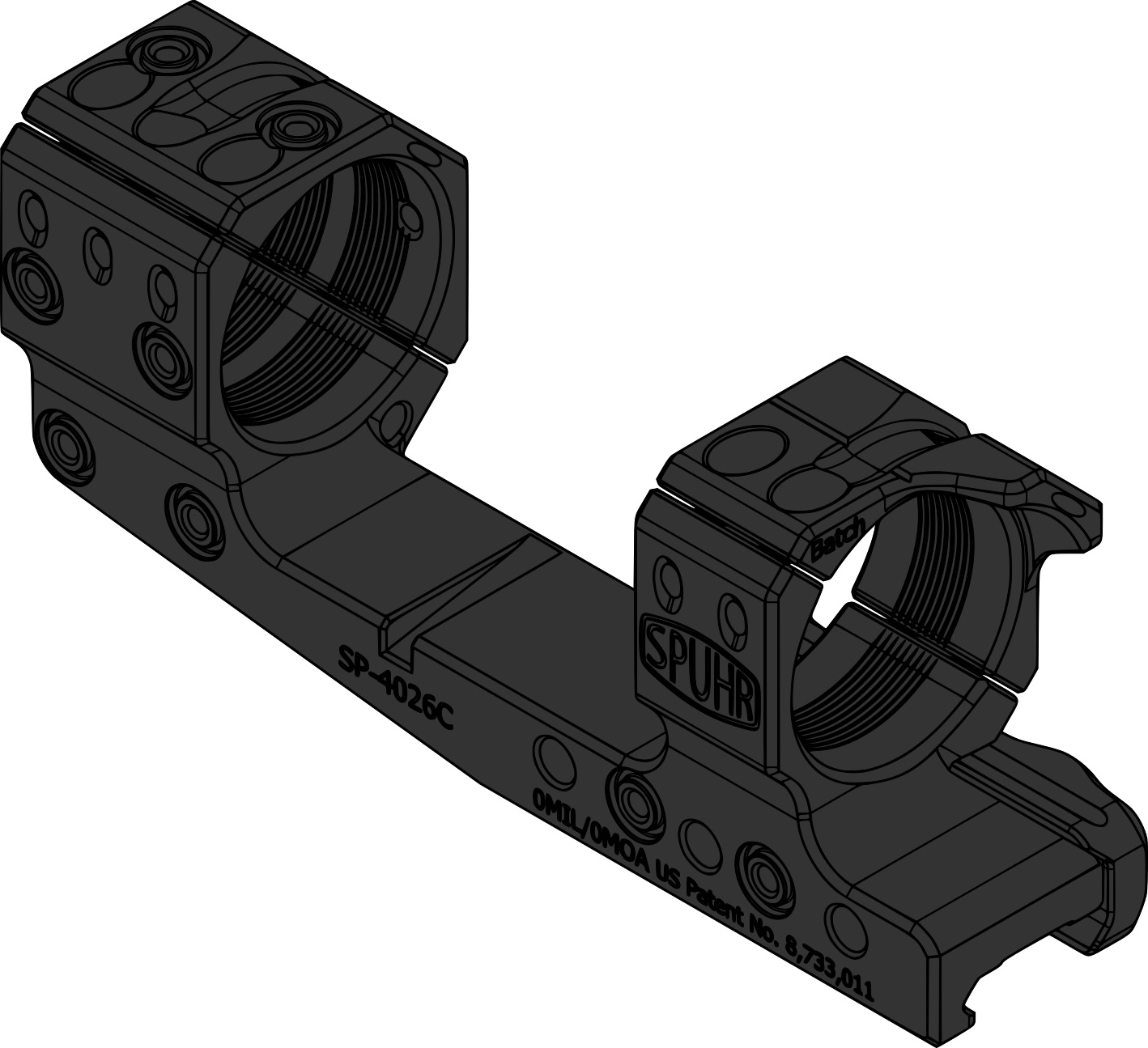 Spuhr 4026 Ø34 H32mm 0MIL Picatinny