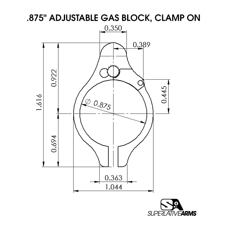 Superlative Arms nastaviteľný Gas Block pre AR15 - .875 2