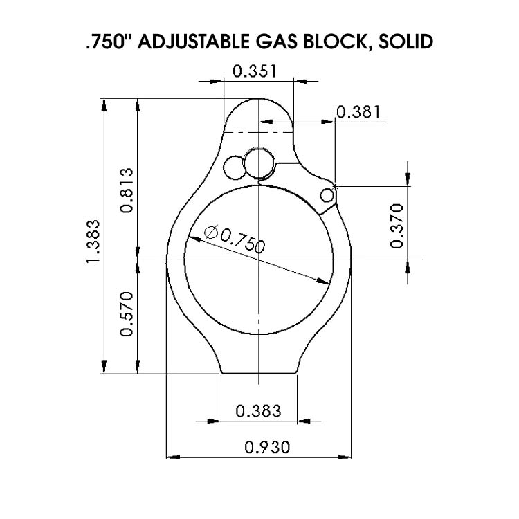Superlative Arms Odvzdušnený nastaviteľný Gas Block pre AR15 - .750 nerez 3