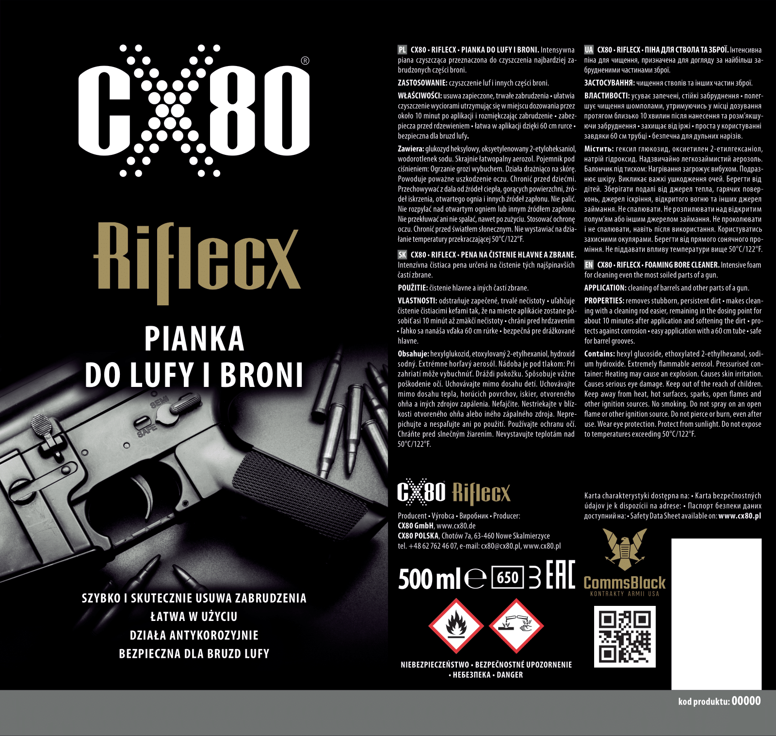 RifleCX čistiaca pena do hlavne 500ml 2