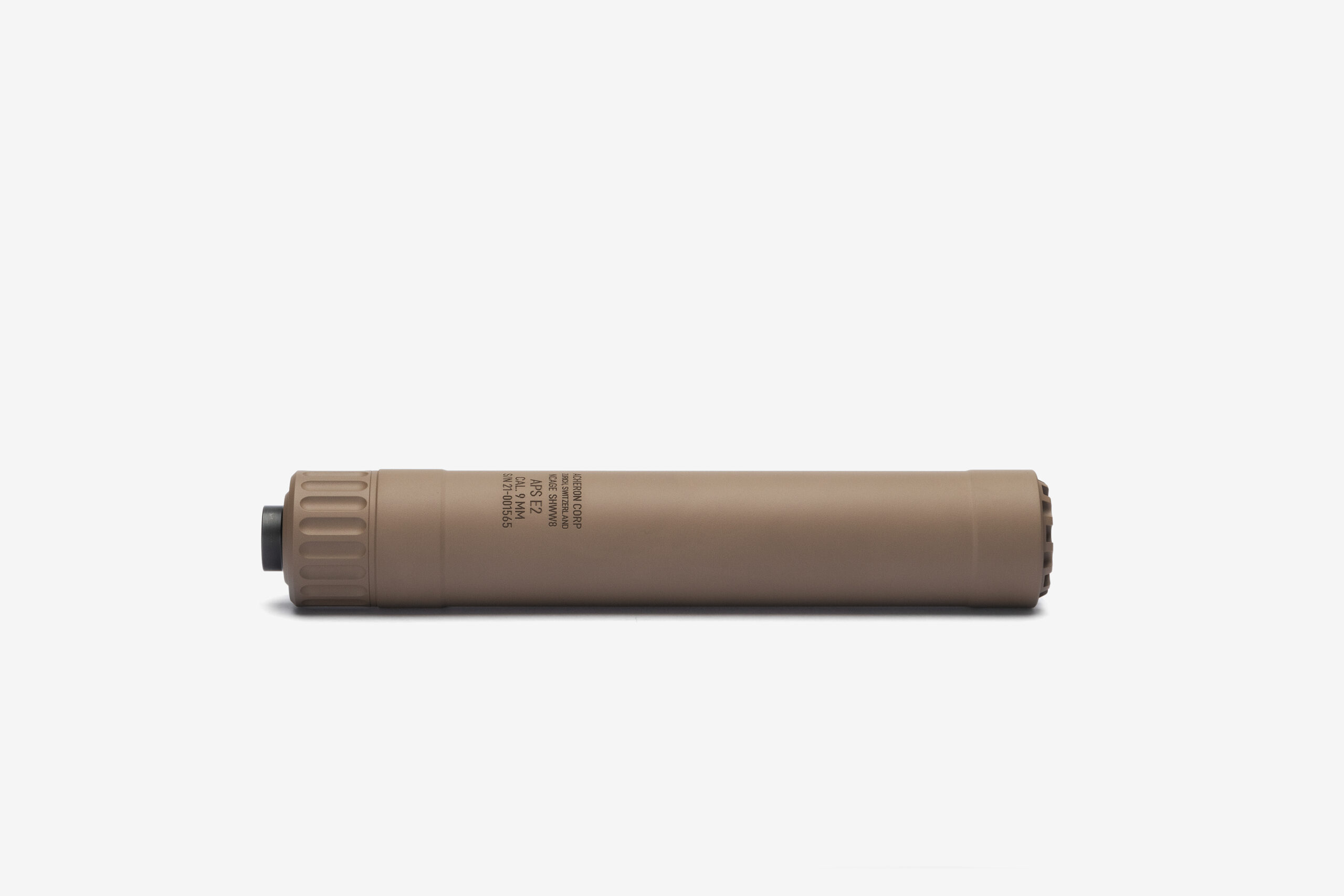 Acheron Tlmič APS E2 9mm FDE závit  1/2″ / 28 UNEF 3