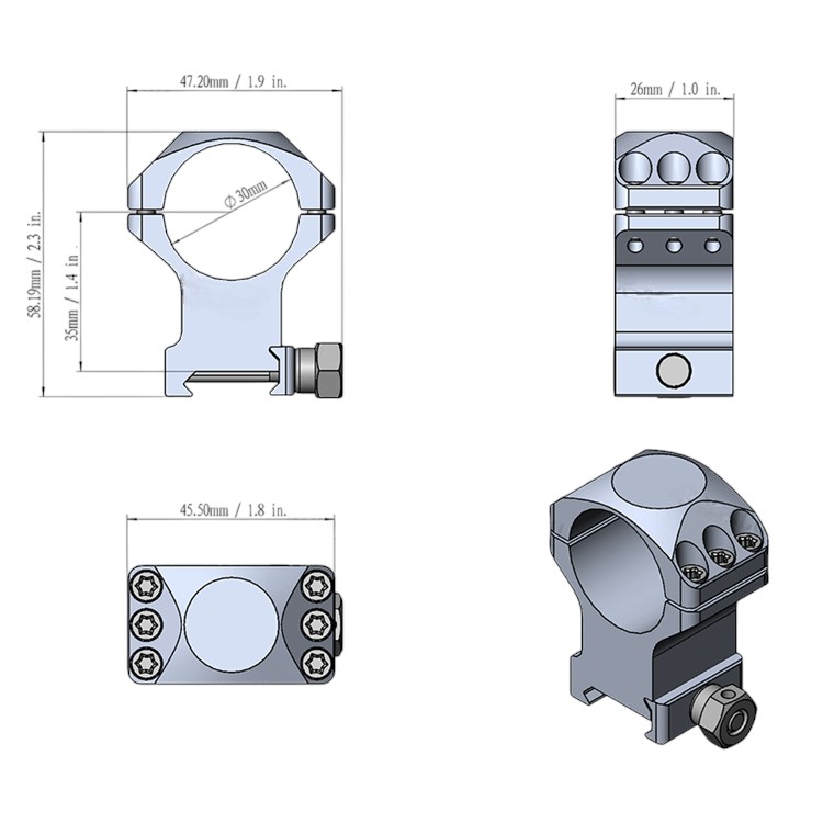 Vector krúžky 30mm X-Accu 1,4" vysoké 3